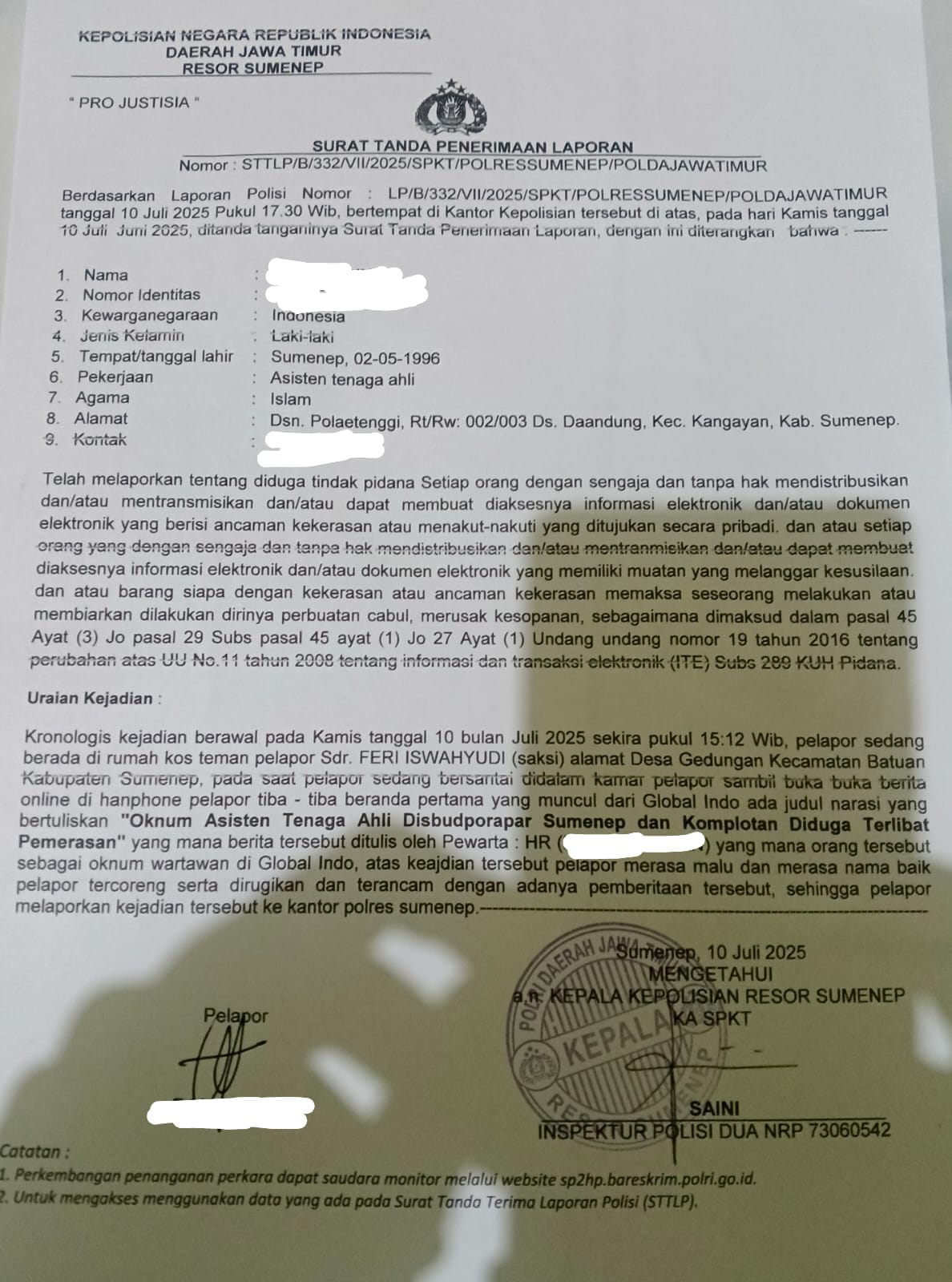 Asisten Disbudporapar Tempuh Jalur Hukum