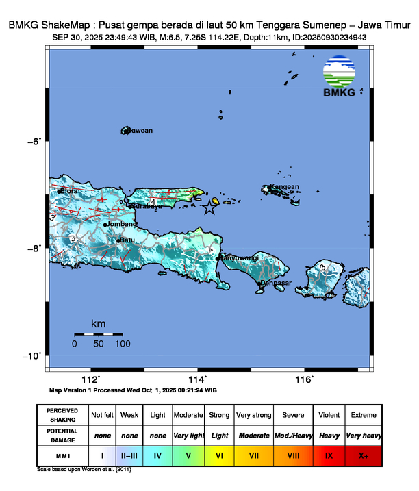 Gempa Sumenep 30 September 2025