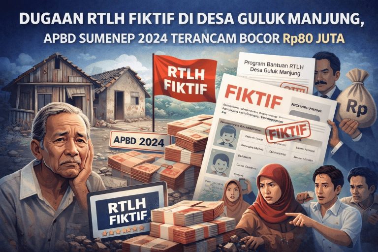 Rumah warga Desa Guluk Manjung yang tercatat sebagai penerima RTLH APBD Sumenep 2024 namun tidak pernah dibangun